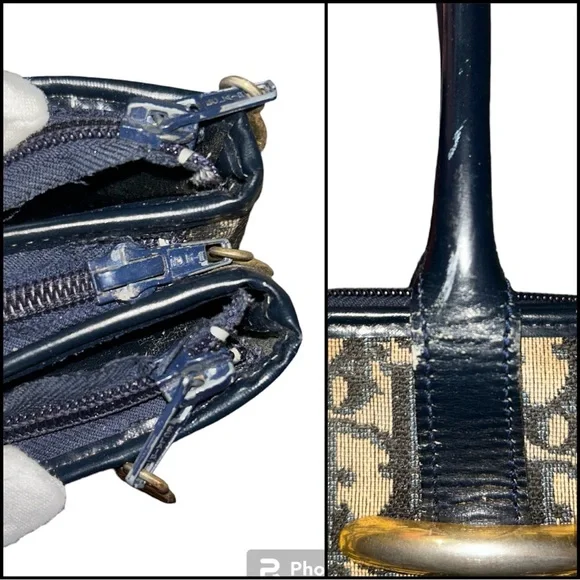 Vintage Christian Dior Navy Trotter Handbag Shoulder Bag Purse with COA - Picture 14 of 15